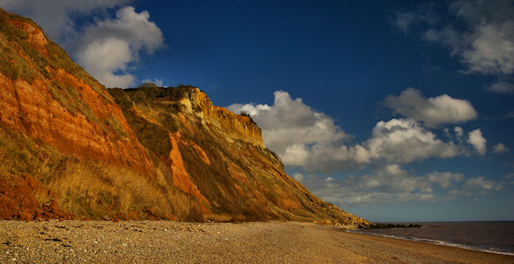 The cliffs east of Sidmouth, basking in December sunshine.